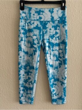 Athleta Girls Blue Tie-Dye Active Leggings